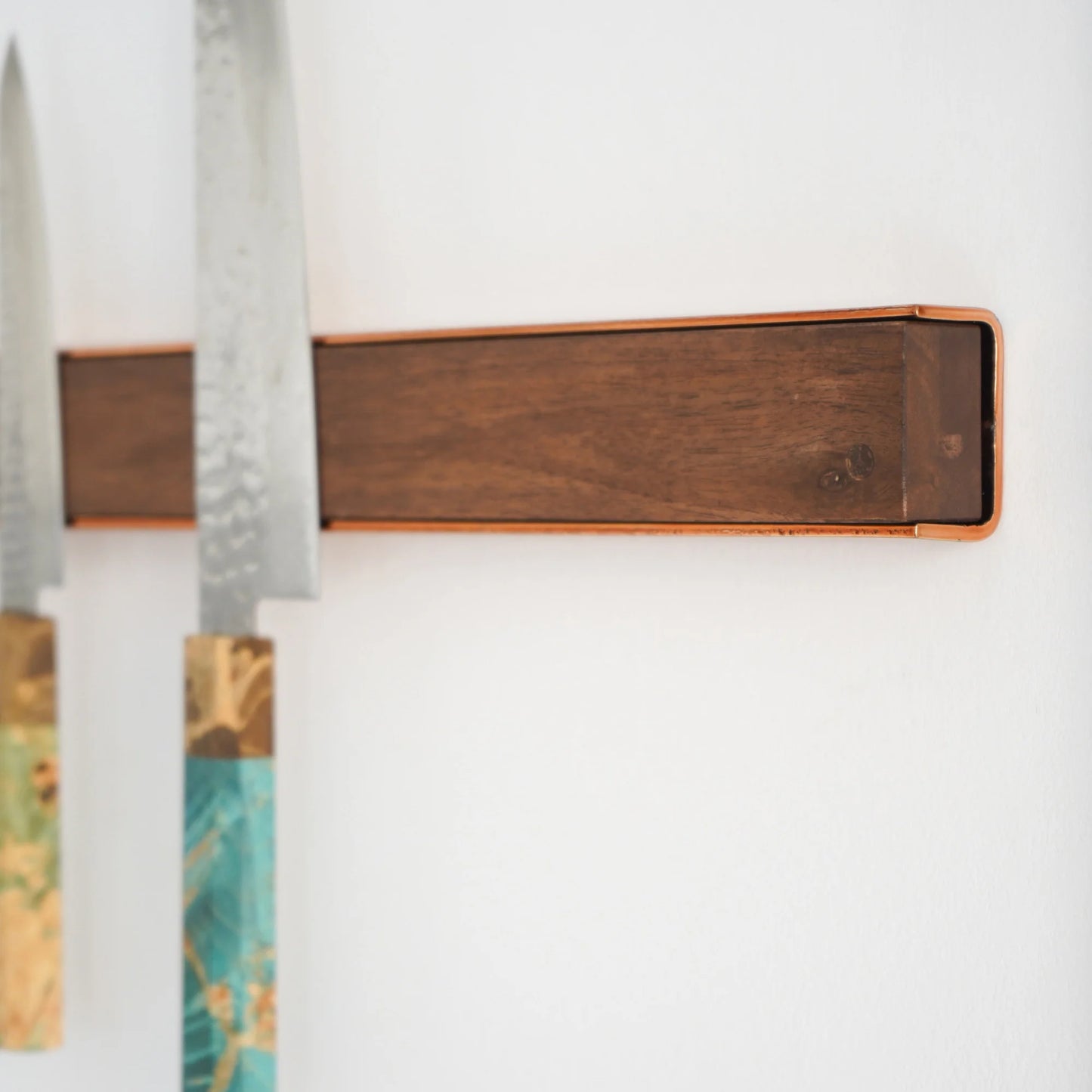 Wall Mounted Magnetic Wood Knife Rack – Copper Walnut 50cm