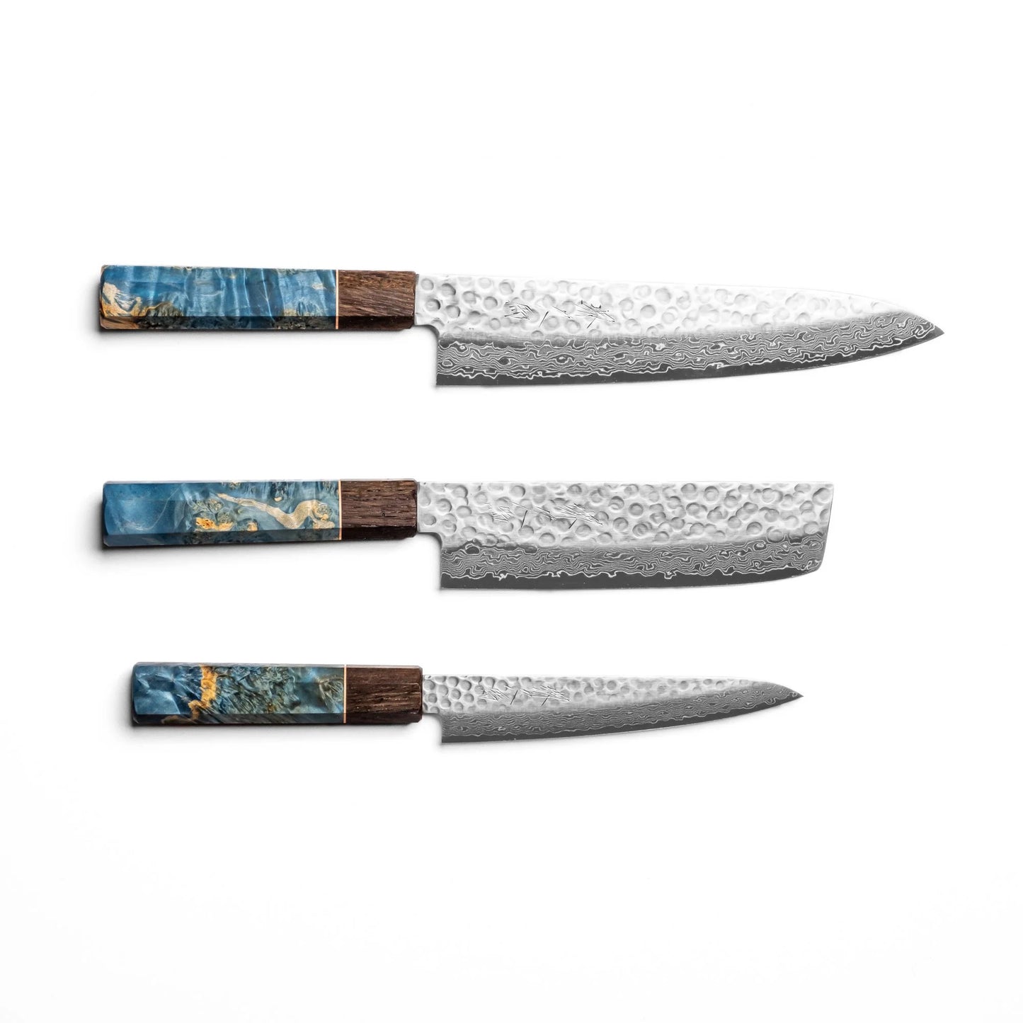 Sakai Kyuba KYU Knife Set: Gyuto, Nakiri, Petty – Mediterranean Blue