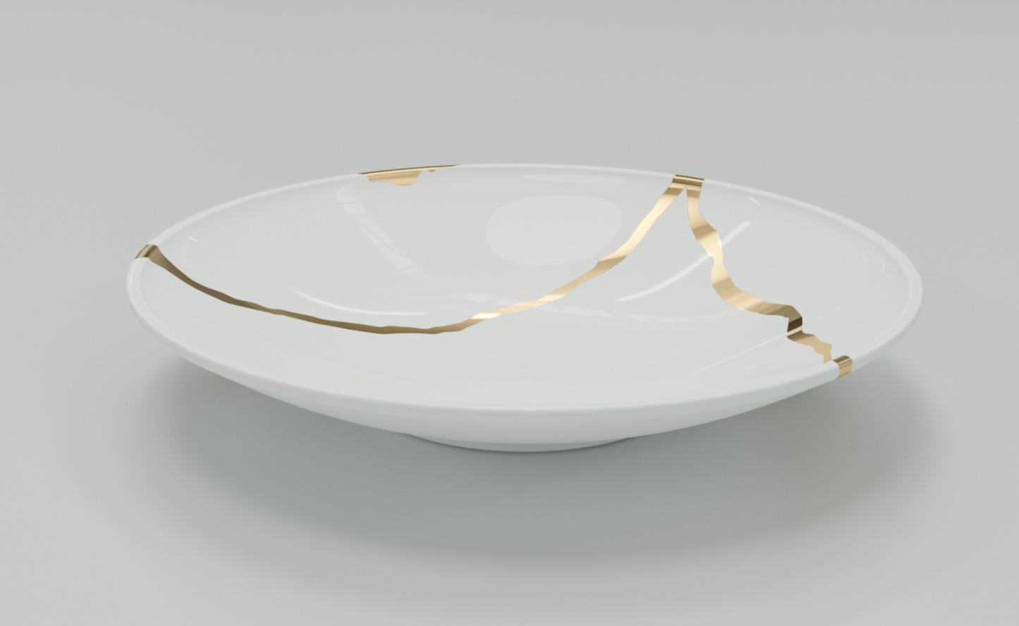 Kintsugi Collection Fine Bone China Porcelain Soup Plates – Set of 6