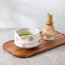 Matcha Tea Set 5-Piece – White Bowl with Spout & Bamboo Whisk